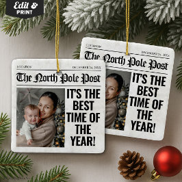 クリスマスパーソナライズされた新聞写真 セラミックオーナメント