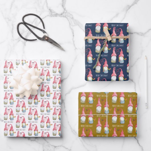 クリスマスパーソナライズされた格言水彩画 ラッピングペーパーシート (正面)