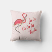 クリスマスパーソナライズされた熱帯ピンクフラミンゴ クッション (正面)
