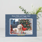 クリスマスパーソナライズされた犬の写真 シーズンカード (スタンド正面)