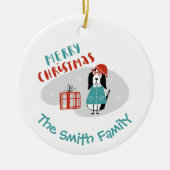 クリスマスパーソナライズされた犬 セラミックオーナメント (正面)