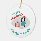 クリスマスパーソナライズされた犬 セラミックオーナメント (左)