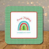 クリスマスパーソナライズされた虹 スクエアペーパーコースター