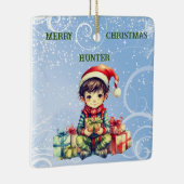 クリスマスパーソナライズされた装飾品と名付ける セラミックオーナメント (右)