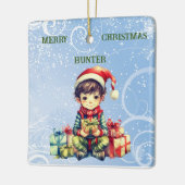 クリスマスパーソナライズされた装飾品と名付ける セラミックオーナメント (左)