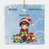 クリスマスパーソナライズされた装飾品と名付ける セラミックオーナメント (裏面)