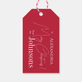 クリスマスパーソナライズされた赤の姓 ギフトタグ