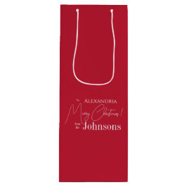 クリスマスパーソナライズされた赤の姓 ワインギフトバッグ