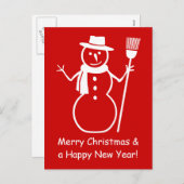 クリスマスパーソナライズされた雪だるまのポストカー子供へド シーズンポストカード (正面/裏面)