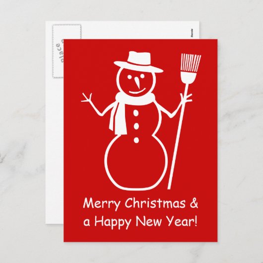 クリスマスパーソナライズされた雪だるまのポストカー子供へド シーズンポストカード (正面/裏面)