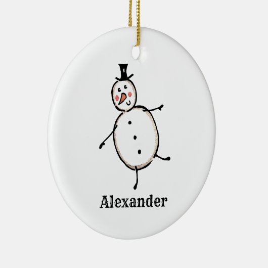 クリスマスパーソナライズされた雪だるまツリーの装飾 セラミックオーナメント (右)