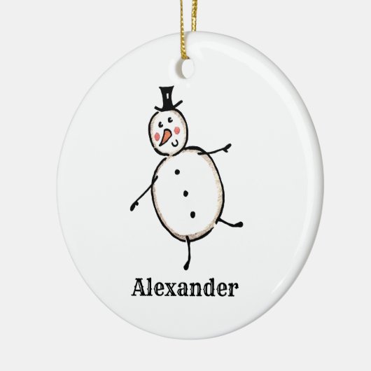 クリスマスパーソナライズされた雪だるまツリーの装飾 セラミックオーナメント (左)