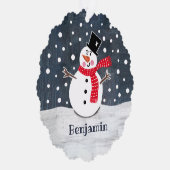 クリスマスパーソナライズされた雪だるま オーナメントカード (右)