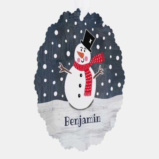 クリスマスパーソナライズされた雪だるま オーナメントカード (右)