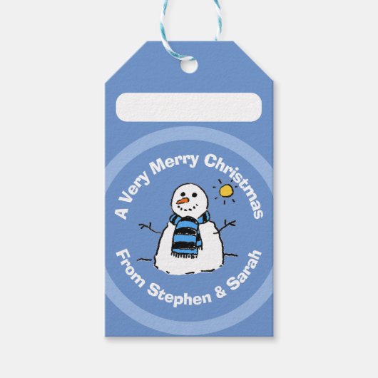 クリスマスパーソナライズされた雪だるま ギフトタグ (正面)