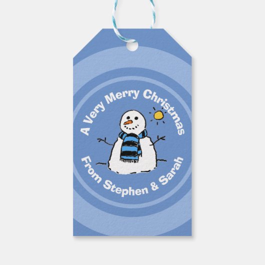 クリスマスパーソナライズされた雪だるま ギフトタグ (裏面)