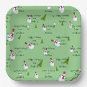 クリスマスパーソナライズされた雪だるま ペーパープレート (正面)