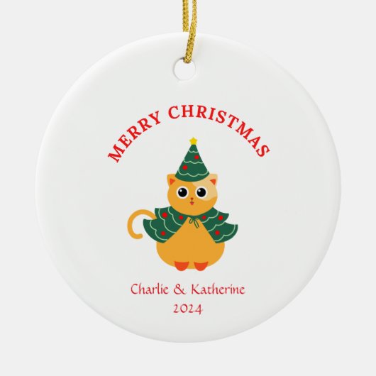 クリスマスパーソナライズされた飾りカスタムクリスマスo セラミックオーナメント (正面)