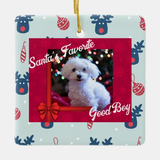 クリスマスパーソナライズされた飾りペットの飼い主 セラミックオーナメント (正面)