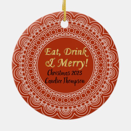 クリスマスパーソナライズされた飾り セラミックオーナメント (裏面)