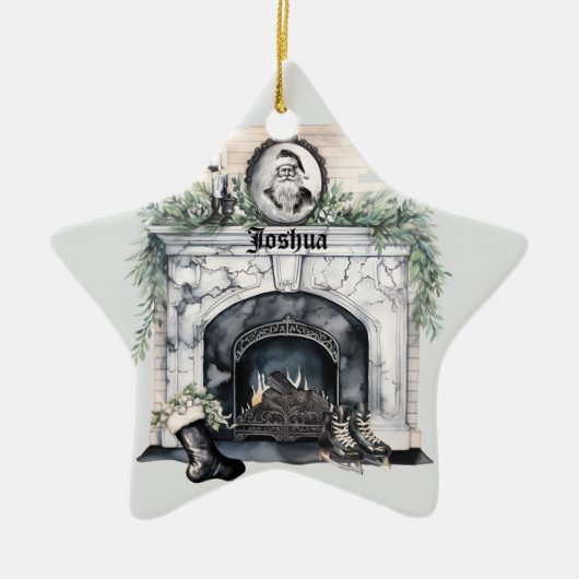 クリスマスパーソナライズされた飾り セラミックオーナメント (正面)