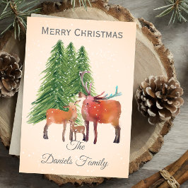 クリスマスパーソナライズされた鹿ファミリー カード