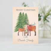クリスマスパーソナライズされた鹿ファミリー カード (スタンド正面)