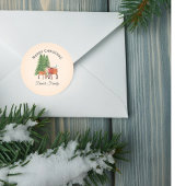 クリスマスパーソナライズされた鹿ファミリー ラウンドシール