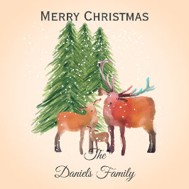 クリスマスパーソナライズされた鹿ファミリー ラッピングペーパー