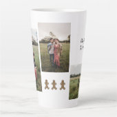 クリスマスパーソナライズされた3フォトコーヒーマグ カフェラテマグ (正面)