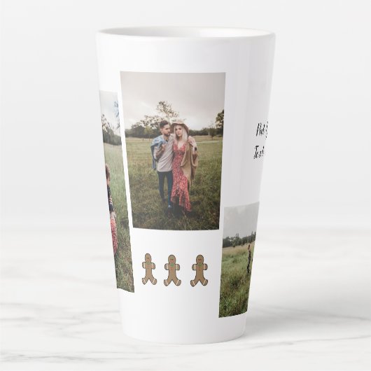 クリスマスパーソナライズされた3フォトコーヒーマグ カフェラテマグ (正面)