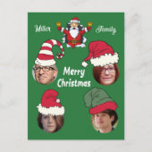 クリスマスパーソナライズされた4家族のフォトカード ポストカード (正面)