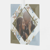 クリスマスパーソナライズされた・ウィンター・ベリーの写真 ガラスオーナメント (正面左)