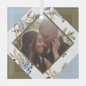 クリスマスパーソナライズされた・ウィンター・ベリーの写真 ガラスオーナメント (正面)