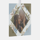 クリスマスパーソナライズされた・ウィンター・ベリーの写真 ガラスオーナメント (正面右)