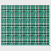 クリスマスパーソナライズされた・グリーン・プレイドに関するメッセージ ラッピングペーパー (フラット)