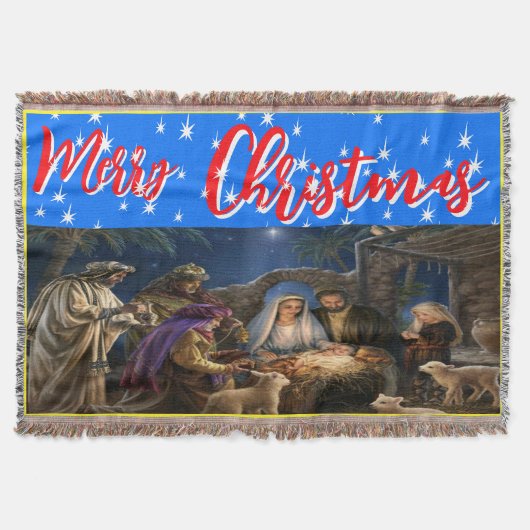クリスマスパーソナライズされた、スロー、フリース&シェルパ スローブランケット (正面)