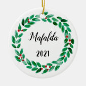 クリスマスパーソナライズされた セラミックオーナメント (正面)