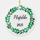 クリスマスパーソナライズされた セラミックオーナメント (裏面)