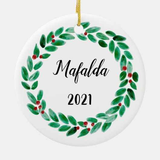 クリスマスパーソナライズされた セラミックオーナメント (裏面)