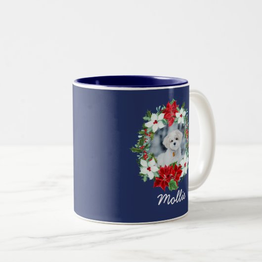 クリスマスパーソナライズされた |ペットの写真 ツートーンマグカップ (正面右)