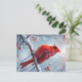 クリスマスパーソナライズされた（鳥）ショウジョウコウカンチョウはがき、はがき ポストカード (スタンド正面)
