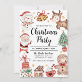 クリスマスパーティの招待状の水色 招待状 (正面)