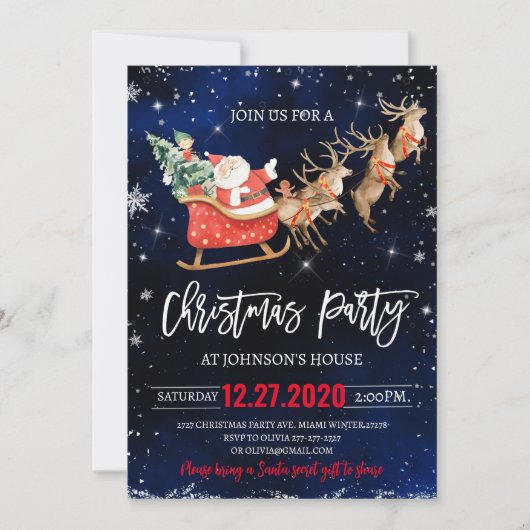 クリスマスパーティの招待状ウィンターサンタトインデア 招待状 (正面)