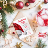 クリスマスパーティの招待状ウォーターカラーサンタハット シーズンカード