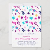 クリスマスパーティの招待状カクテルドリンクピンク 招待状 (正面)