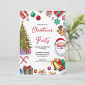 クリスマスパーティの招待状カードクッキー&キャンディ 招待状 (スタンド正面)