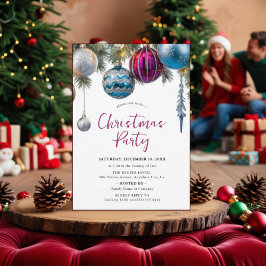 クリスマスパーティの招待状カード水彩装飾品 招待状