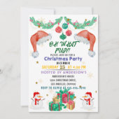 クリスマスパーティの招待状キッズホリデーサンタハット 招待状 (正面)