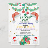 クリスマスパーティの招待状キッズホリデーサンタハット 招待状 (正面/裏面)